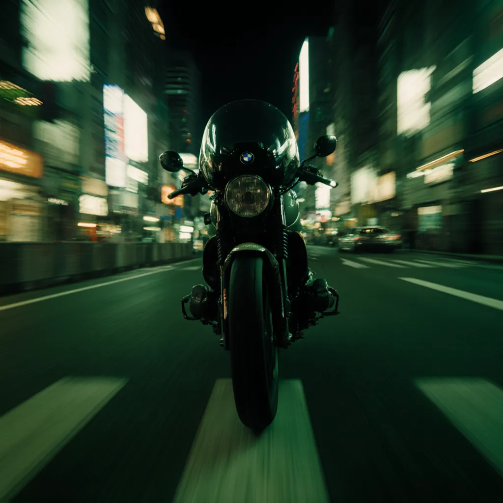 Example - Vintage BMW racing through Tokyo