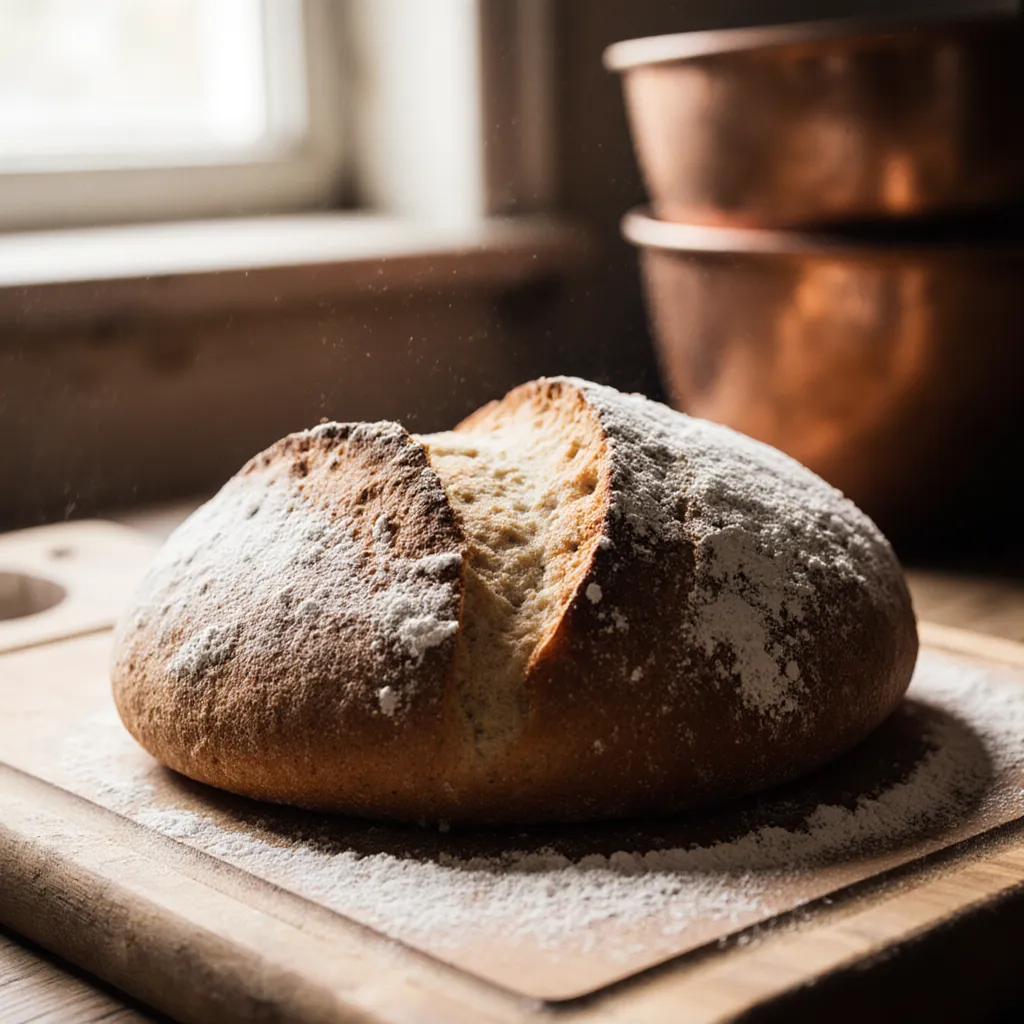 Artisan bread on wooden board