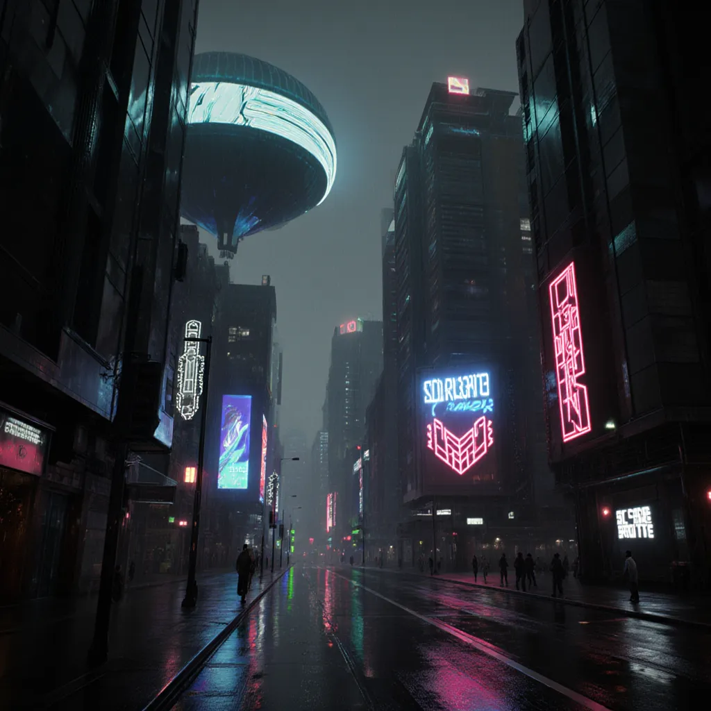 FLUX Krea Generated Image - Futuristic Cityscape